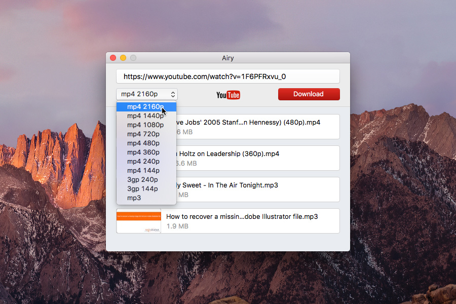 Airy 3 main screen