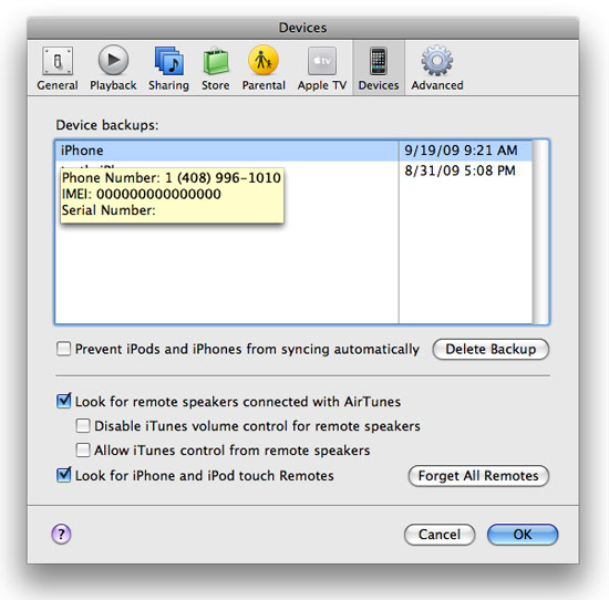 iPhone backups