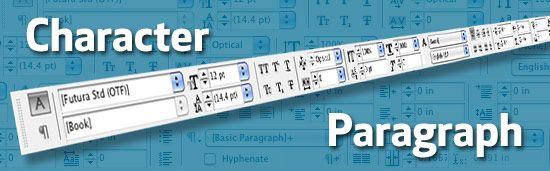 InDesign's character & paragraph control bar