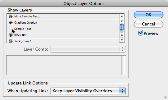 Object Layer Options dialog box