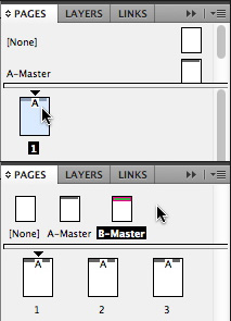 InDesign Pages panel options