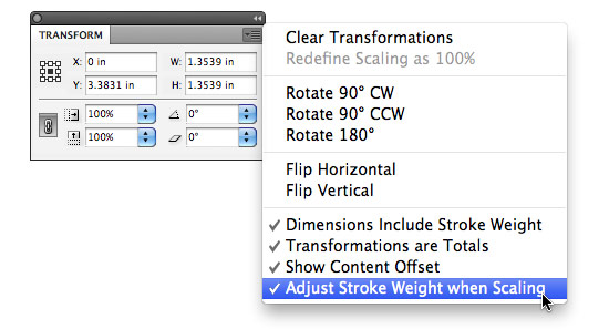 InDesign stroke scaling settings