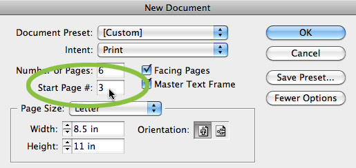 Start Page Number in Adobe InDesign