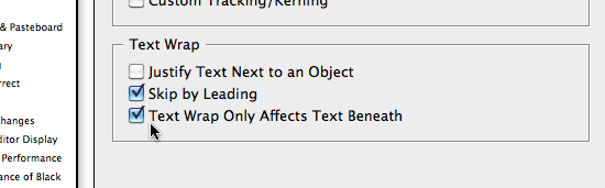 InDesign text wrap preferences