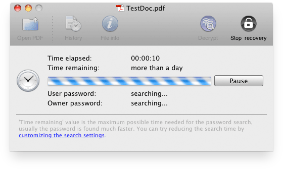 Recover PDF Password test