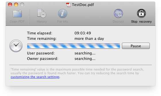 Recover PDF Password test