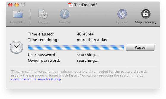 Recover PDF Password test
