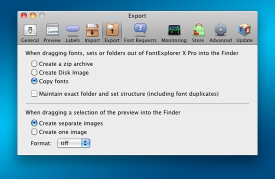 FontExplorer X Pro's preferences