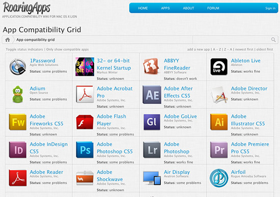 Mac OS X Lion app compatibility