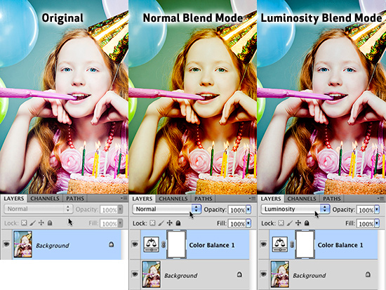 Luminosity Blend Mode allows you to adjust only the gray values in your image