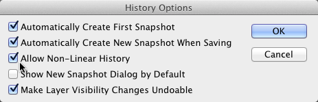 Photoshop History Panel preferences