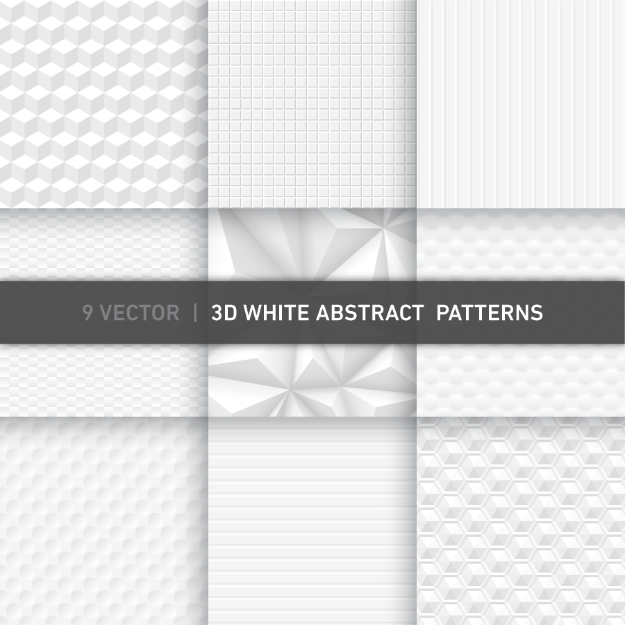 3D White Abstract Vector Patterns