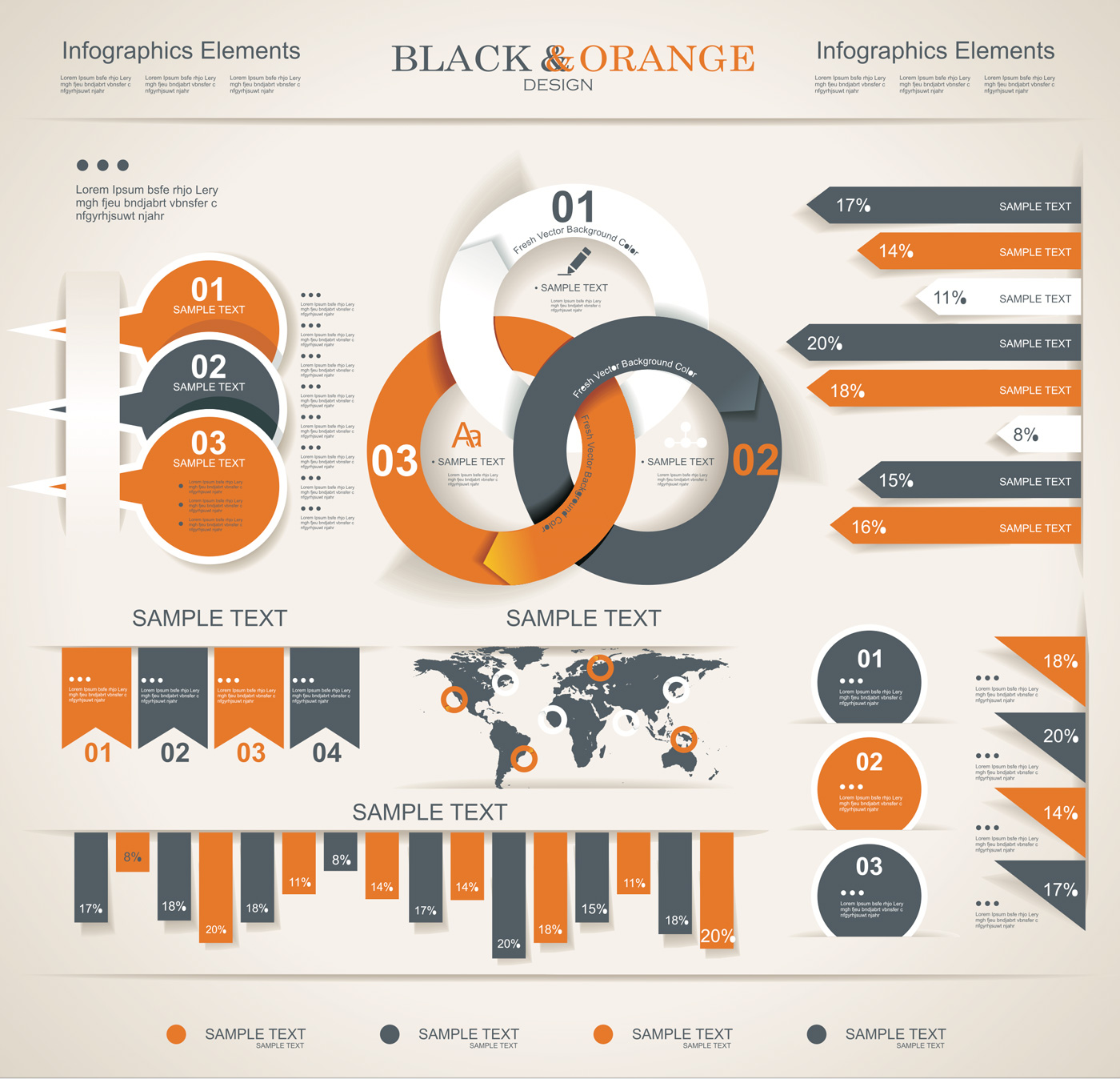 Black & Orange infographic vector art