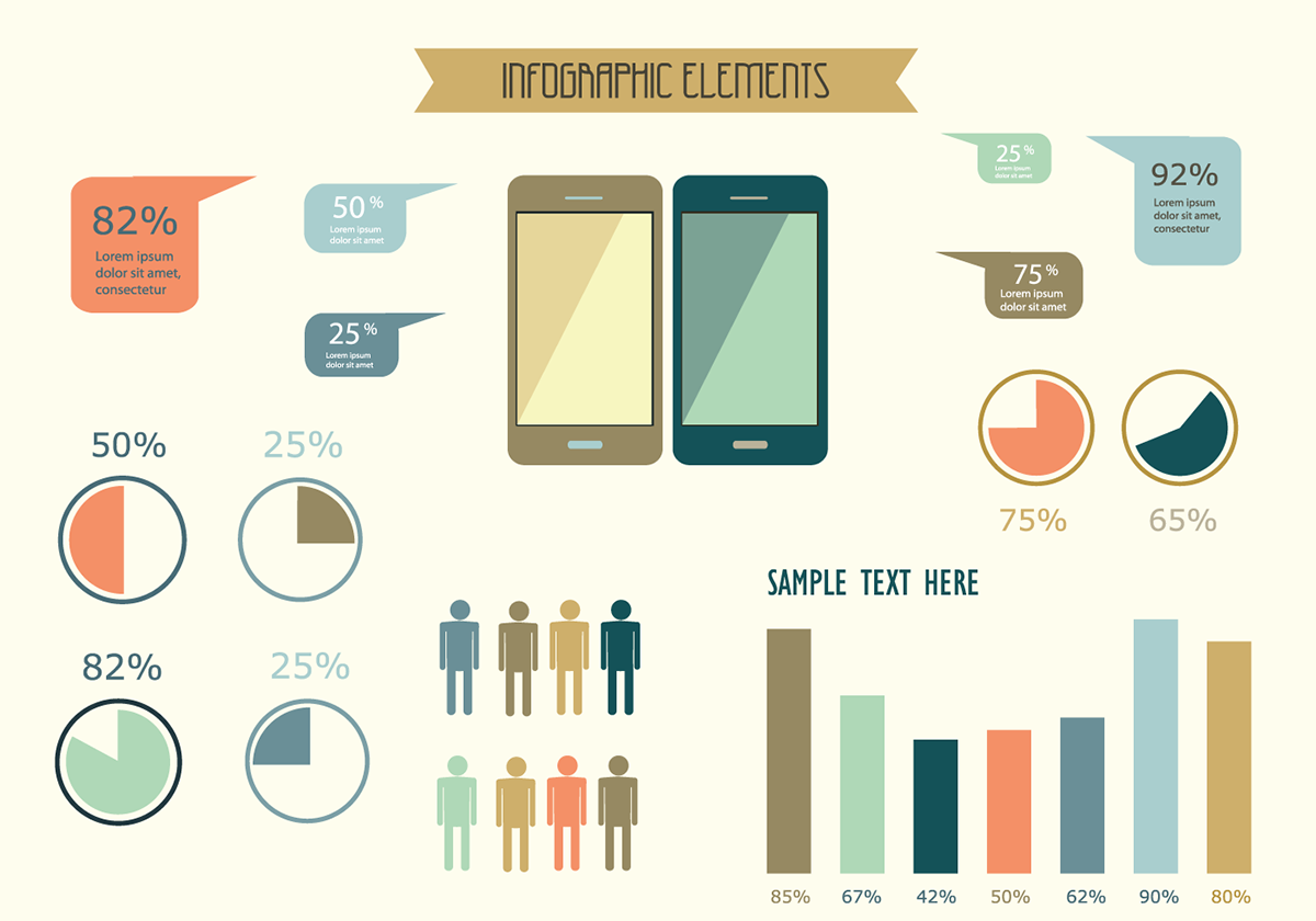 Mobile data infographic vectors