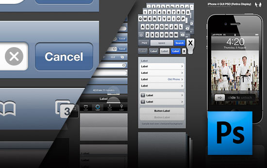 iPhone 4 GUI layered PSD file