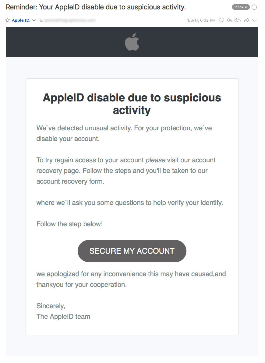 Apple ID spam
