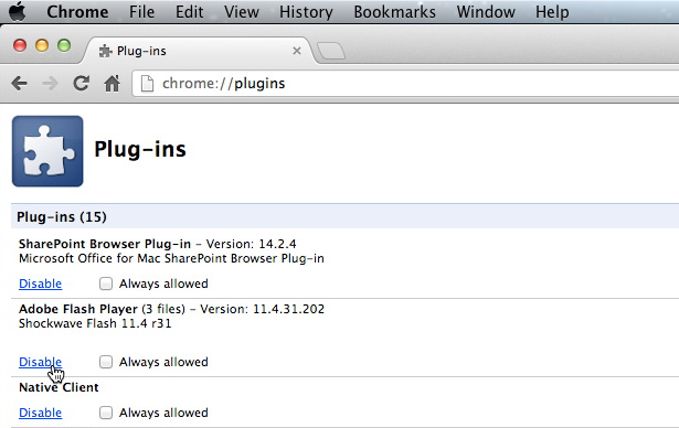 Disable Flash in Chrome